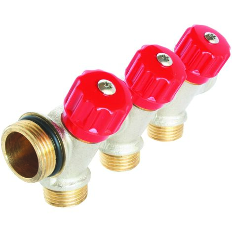 Collecteur de distribution 3 sorties à portée plate easy lock m15/21 avec vannes