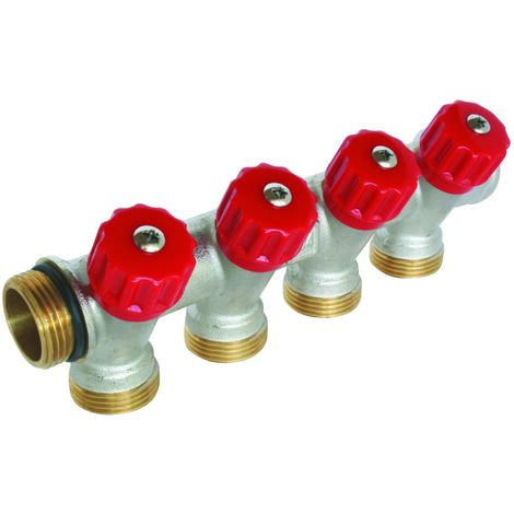 Collecteur de distribution 4 sorties, portée conique easy lock 3/4ek avec vannes
