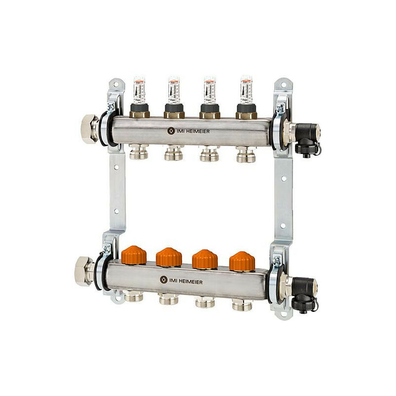Heimeier - collecteur de plancher chauffant inox type Dynacon 4 circuits