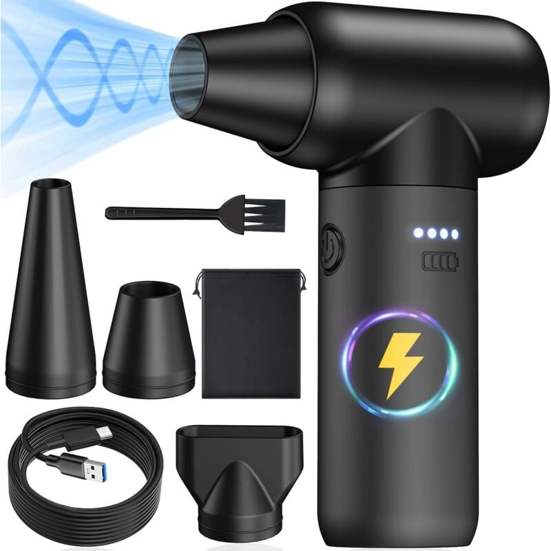 Collecteur de poussière à air comprimé 18 000 tr/min – Remplacement du réservoir d'air comprimé Sèche-cheveux à jet réglable à 3 vitesses adapté aux