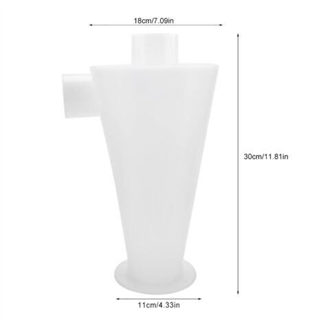 Collecteur de poussière avec filtre séparateur en plastique PP blanc, dimensions 30x18x16cm pour aspirateurs domestiques et industriels