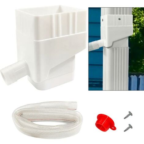 Collecteur d'eau de pluie, kit de dérivation d'eau de pluie professionnel résistant aux UV pour les pelouses extérieures, blanc