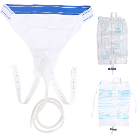 Collecteur d'urine en silicone pour hommes âgés, anti-fuites, portable, avec cathéter et sac de drainage.