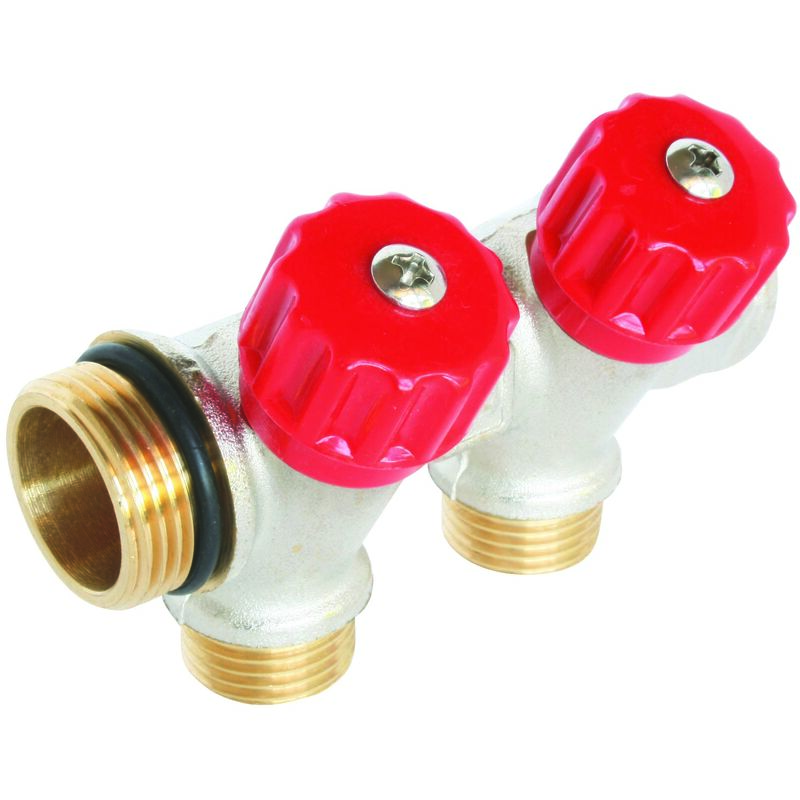 Collecteur de distribution 2 sorties à portée plate easy lock m15/21 avec vannes