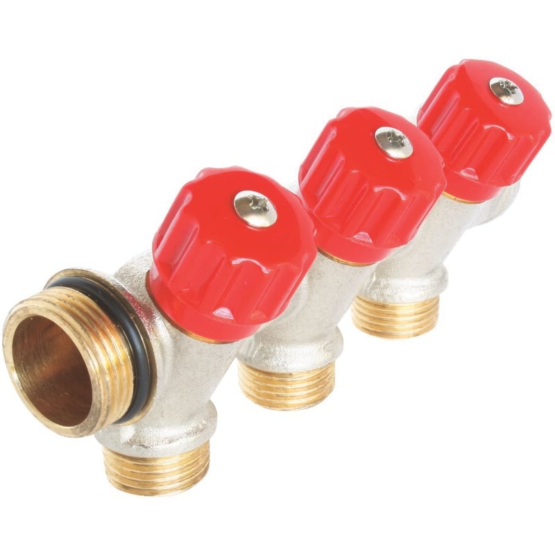 Collecteur de distribution 3 sorties à portée plate easy lock m15/21 avec vannes