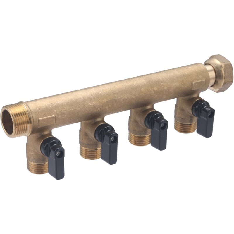 Noyon&thiebault - Collecteur MF20x27 écrou libre sorties vannes M15x21 4 départs