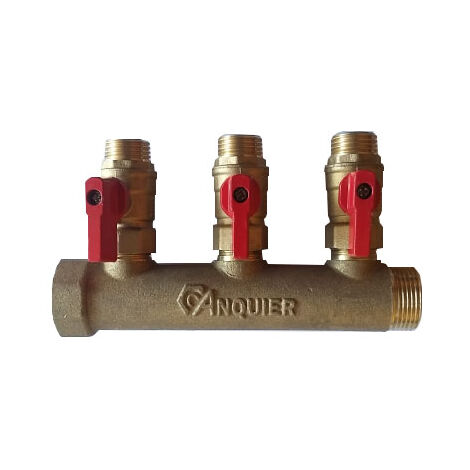 Collecteur entraxe 50mm Mâle Femelle 3/4-5 départs mini-vannes collées Mâle 1/2