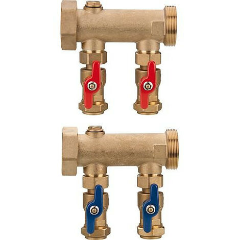 Collecteur géothermie par le sol DN 40 1 1 2 raccord 25 mm 2 circuits