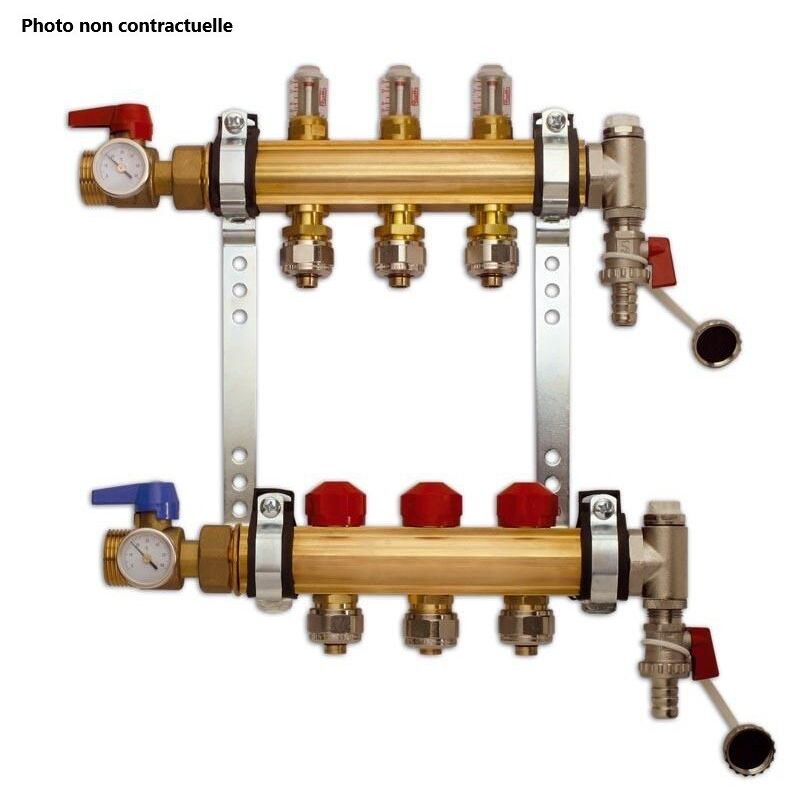 Collecteur Prémonté pour Plancher Chauffant Roth avec Débitmètre hx-d 5 Circuits 26x34, Vannes, Thermomètres - 1409030505