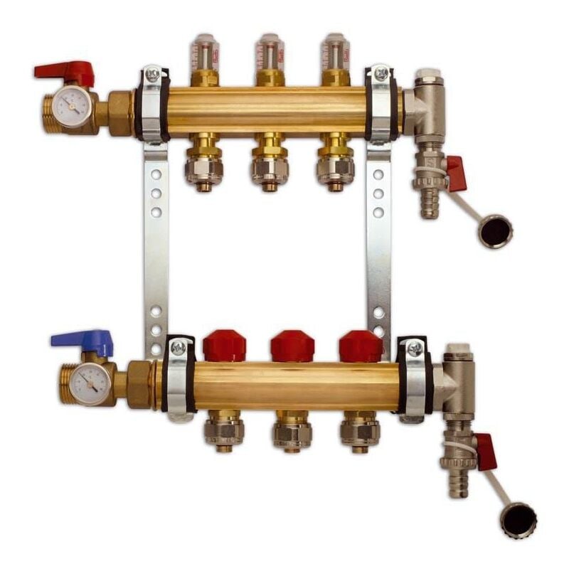 Roth - Collecteur Prémonté pour Plancher Chauffant avec Débitmètre hx-d 6 Circuits 26x34, Vannes, Thermomètres - 1409030506 -neuf