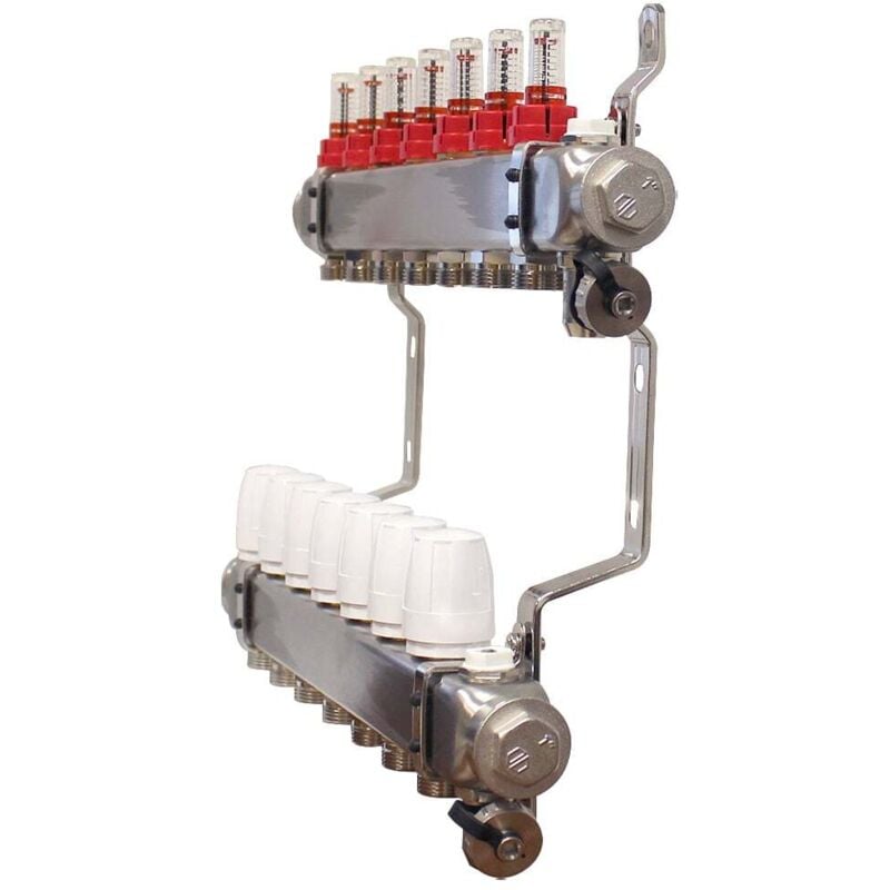 Collecteur inox 1' pcbt - 7 départs mâle 3/4'' raccords Eurocône