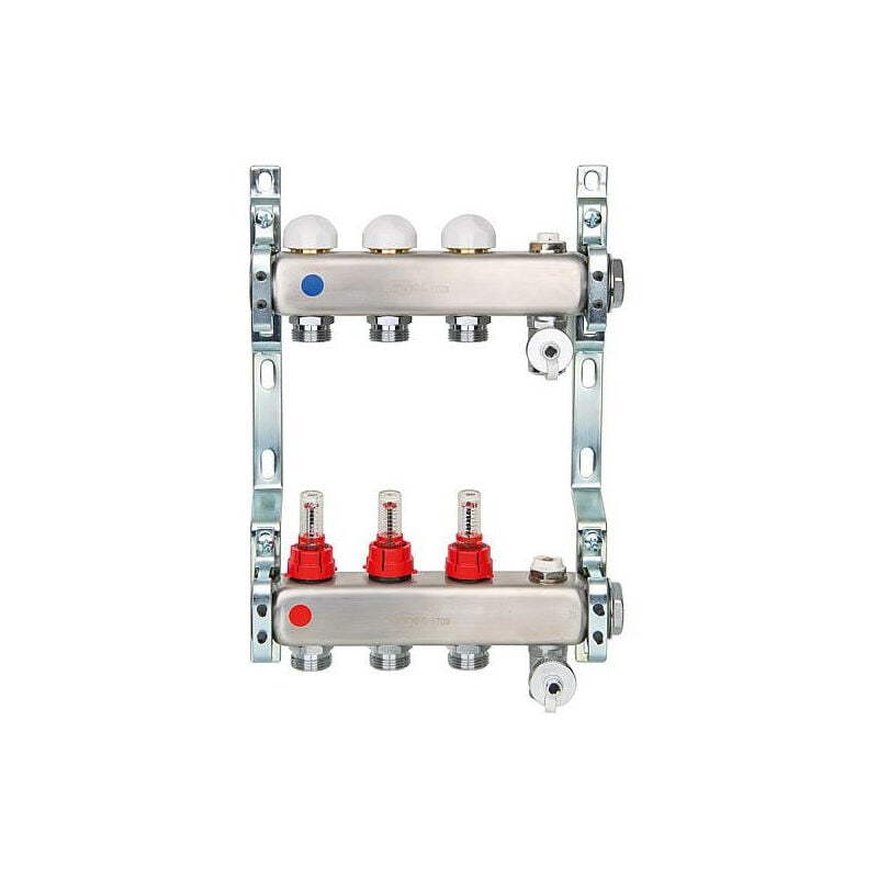 Collecteur inox avec débimètre dn 25 1' avec 5 circuits