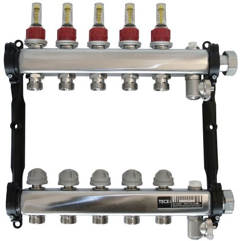 Collecteur inox avec débitmètre - Diamètre. 16 - 7 circuits avec débitmètre