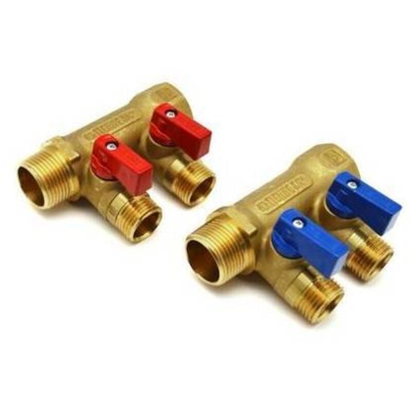 Collecteur jaune nino avec vanne à boisseau sphérique 3/4 x 16 2 voies