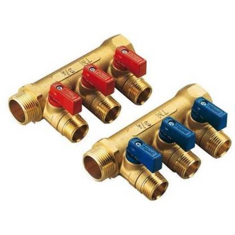 Collecteur jaune nino avec vanne à boisseau sphérique 3/4 x 16 3 voies