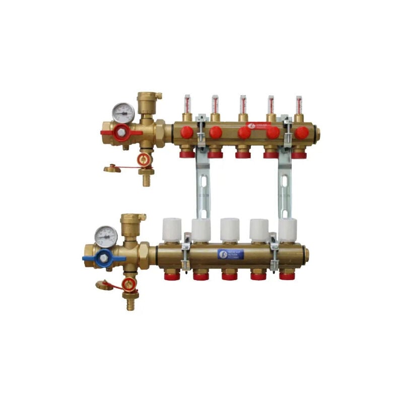 Giacomini - Collecteur KITR553FK prémonté avec débitmètre, 4 départs.