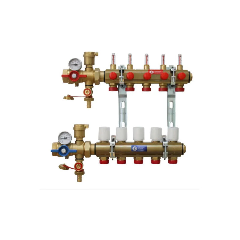 Giacomini - Collecteur KITR553FK prémonté avec débitmètre, 5 départs.