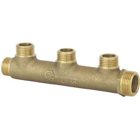 Collecteur laiton à visser Ø23mm Mâle 3/4 Mâle 1/2 - 6 départs Mâle 1/2