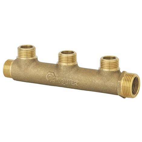 Collecteur laiton à visser Ø23mm Mâle 3/4 Mâle 1/2 - 7 départs Mâle 1/2