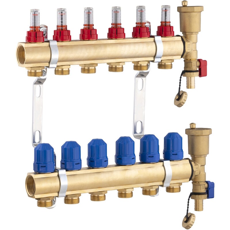 Noyon&thiebault - Collecteur laiton pour plancher chauffant 6 boucles