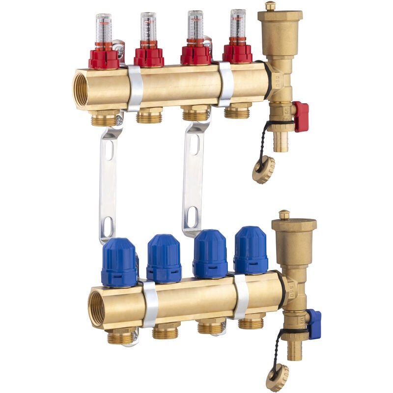 Collecteur laiton pour plancher chauffant Noyon&thiebault 4 boucles
