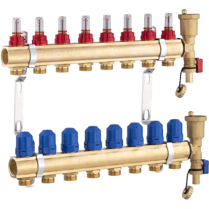 Collecteur laiton pour plancher chauffant Noyon&thiebault 8 boucles