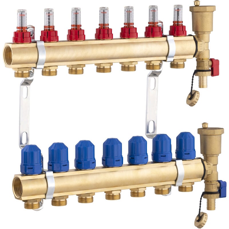Collecteur laiton pour plancher chauffant Noyon&thiebault 7 boucles