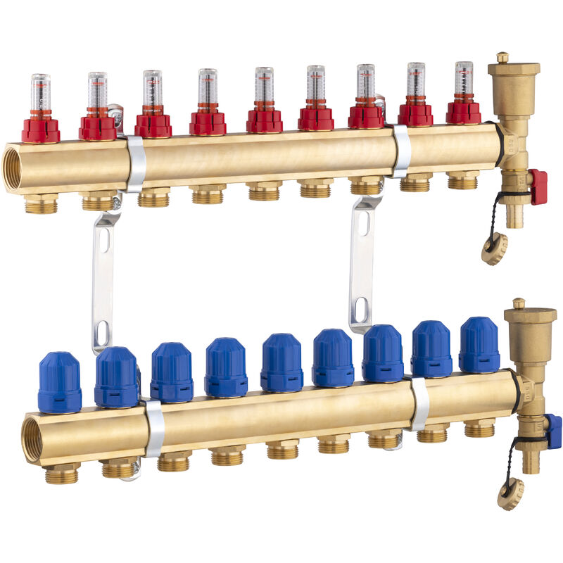 Collecteur laiton pour plancher chauffant Noyon&thiebault 9 boucles