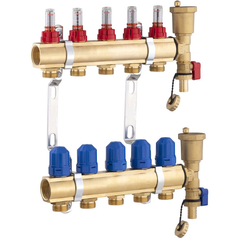 Collecteur laiton pour plancher chauffant Noyon&thiebault 5 boucles