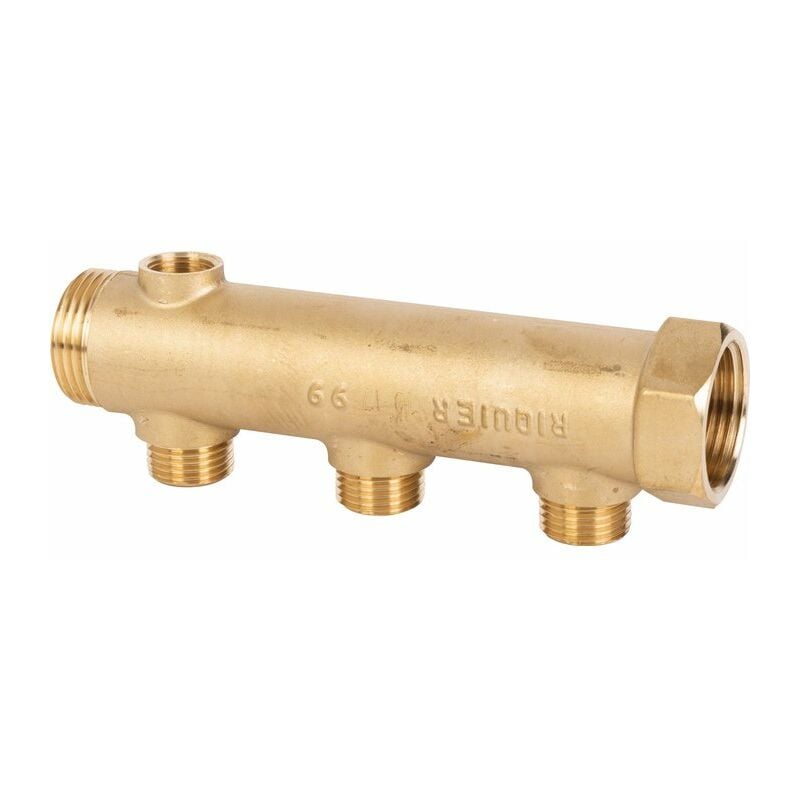 Collecteur 3 sorties - mf 1' - m 1/2' - Avec prise de purge f 3/8' Riquier