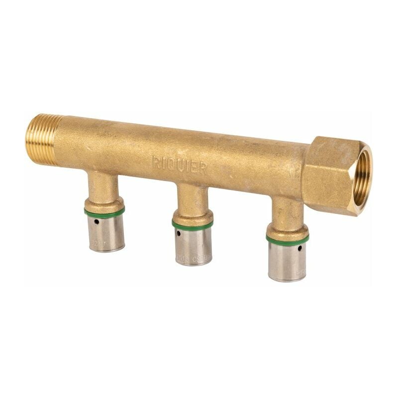 Collecteur 3 sorties - mf 3/4' - Avec départ à sertir diamètre 16 mm Riquier
