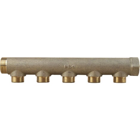 Collecteur mâle femelle 1" (26/34) - 5 départs 3/4" (20/27) - Entraxe 50mm