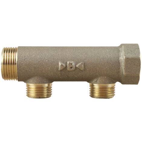 Collecteur mâle femelle 3/4" - 2 départs 1/2" (15/21) - Entraxe 50mm