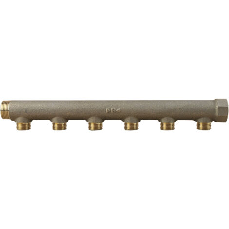 Collecteur mâle femelle 3/4" - 6 départs 1/2" (15/21) - Entraxe 50mm