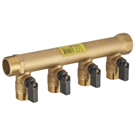 collecteur mf 3/4 - 4 départs m 1/2 avec vannes monobloc vrac étiqueté