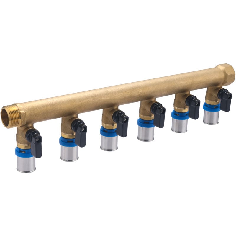 Collecteur MF20x27 sorties vannes à sertir pour tube multicouche Noyon&thiebault 16 - 6 départs