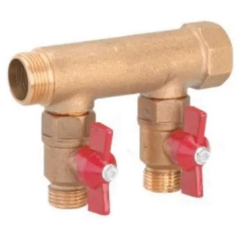 Collecteur modulaire Male Femelle 20x27 - avec vanne 2 départs 15x21 Male