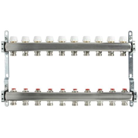 Collecteur plancher chauffant 10 circuits 1’’ acier inoxydable