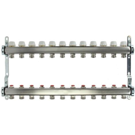 Collecteur plancher chauffant 12 circuits 1’’ acier inoxydable