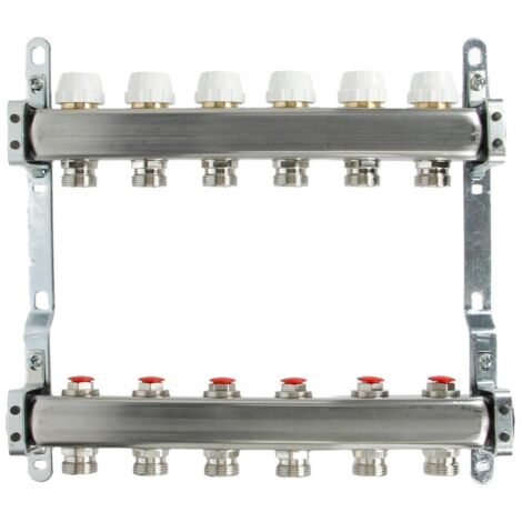 Collecteur plancher chauffant 6 circuits 1’’ acier inoxydable