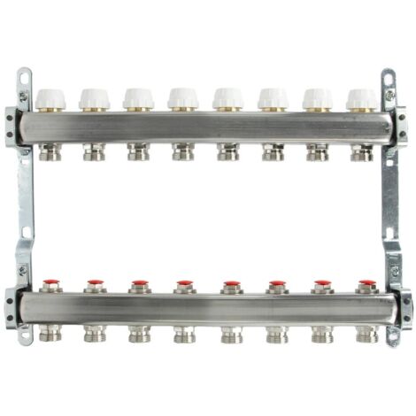 Collecteur plancher chauffant 8 circuits 1’’ acier inoxydable