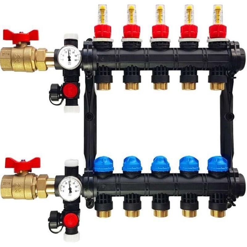 Roth - Collecteur pré-monté nis en matériau de synthèse avec débimètre - Longueur: de 622 mm - Hauteur: 360 mm - 9 sorties