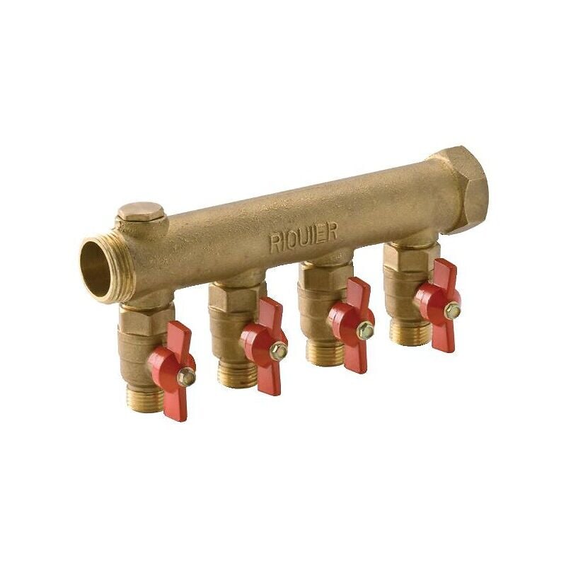 Collecteur + vanne m/f 26x34 2 départs 15x21