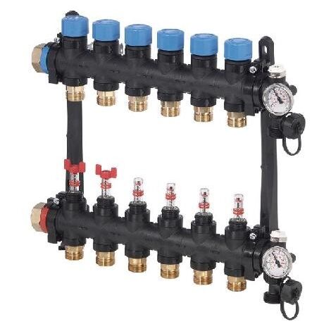 Collecteur vario mâle avec débitmètre FM - UPONOR Dimensions : Ø3/4" (11 sorties)