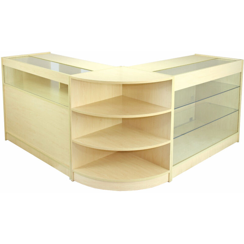Monster-shop - MonsterShop - Collection Aquarius avec 3 Comptoirs de Magasin et Réception avec Finition Laminée en Érable