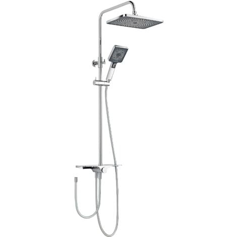 SCHÖNER WOHNEN-KOLLEKTION Collection SCHÖNER WOHNEN Colonne de douche, avec étagère, robinetterie avec douche de tête effet pluie, douchette 3 jets, chrome, VERINA