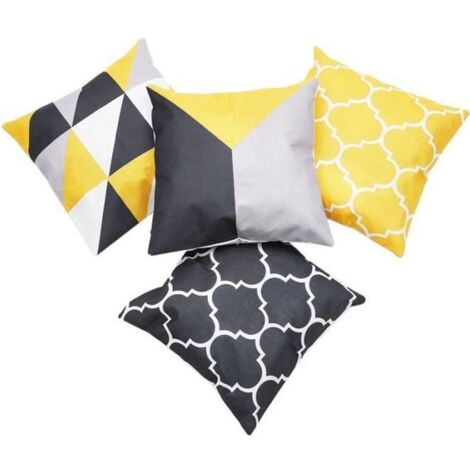 Collection de 4 conceptions Housses de coussin geometrique en lin de 18 pouces