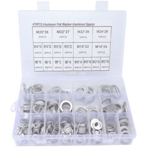 Collection de 470 Joints de Rondelles d'Étanchéité en Aluminium, Kit Assortiment pour Automobiles et Robinetterie, Matériel Anticorrosion