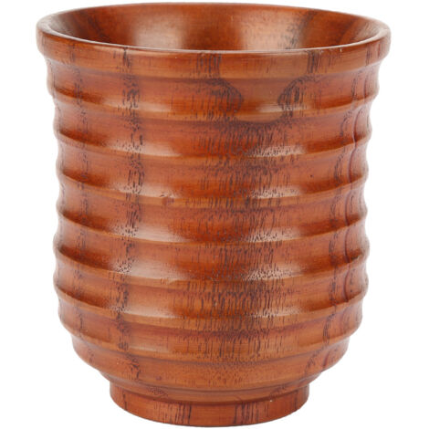 Collection de tasses à thé en bois filé naturel de forme cylindrique classique - Idée cadeau