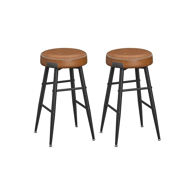 Vasagle - Collection Echo Tabouret de Bar, Lot de 2, Chaise de Cuisine, Siège Haut, en pu avec Coutures, Hauteur Assise 63 cm, pour Cuisine, Bar à